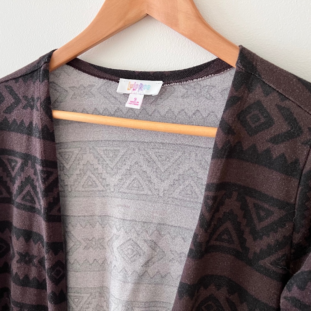 LuLaRoe Caroline Cardigan -S - Brown and Black